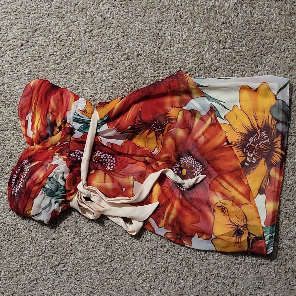 Arden B Strapless Floral Dress Small